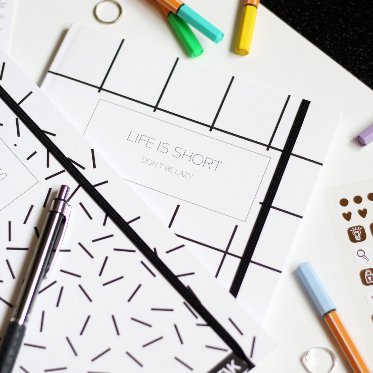 Bullet Journal / Dotted Notebook adventure begins & life is short (2pcs) - Image 3