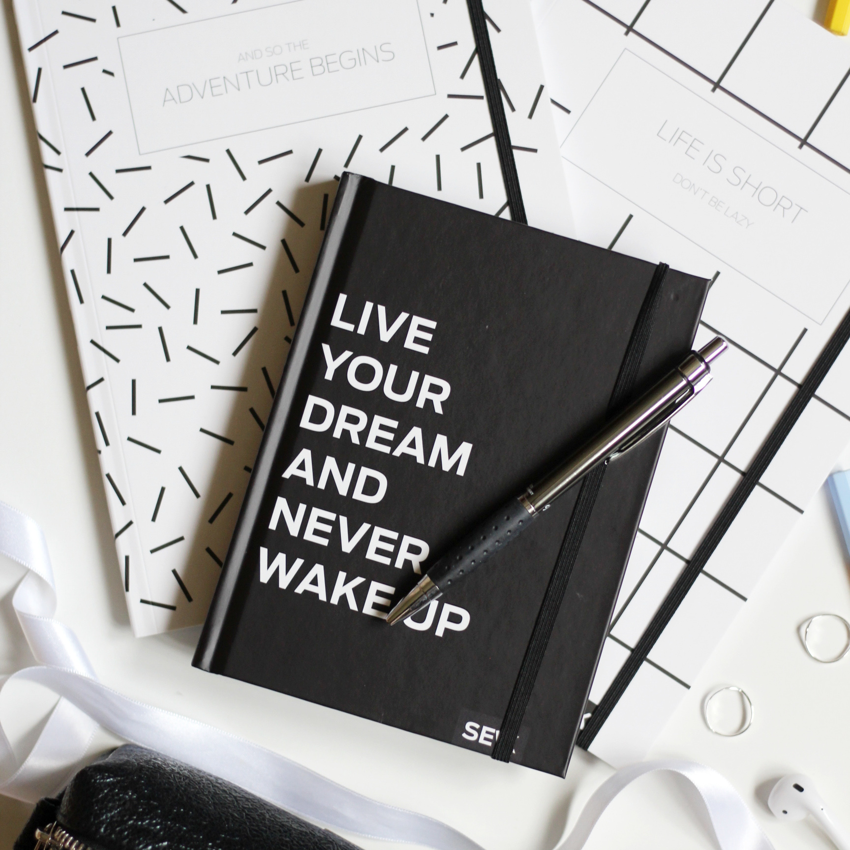 Bullet Journal / Dotted Notebook adventure begins & life is short (2pcs) - Image 7