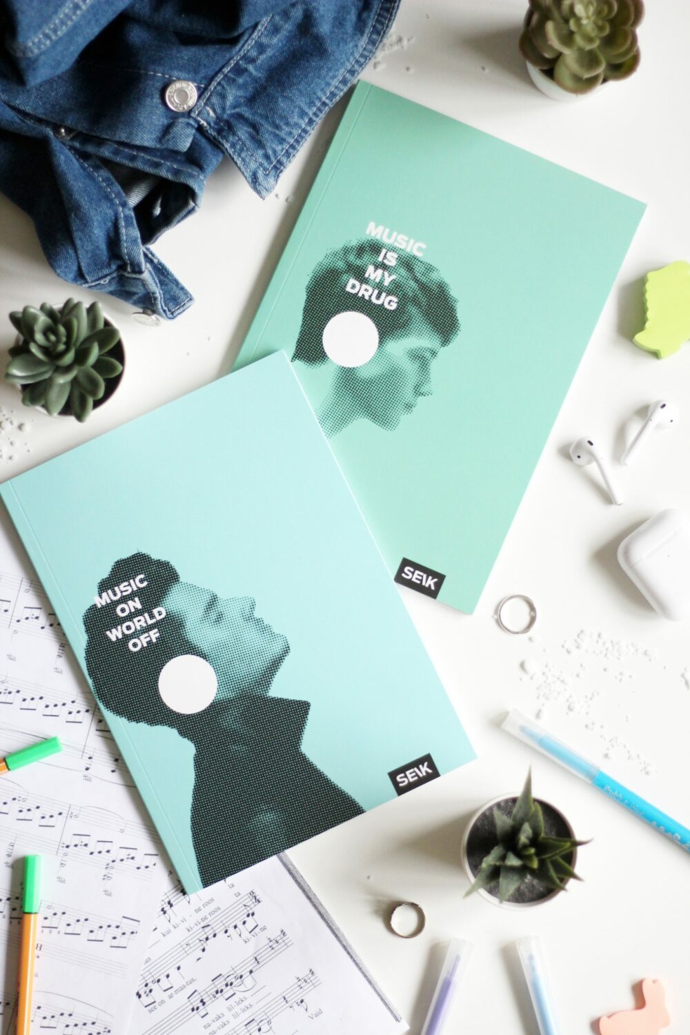 Bullet Journal / Dotted Notebook Music on & music is (2 pcs)