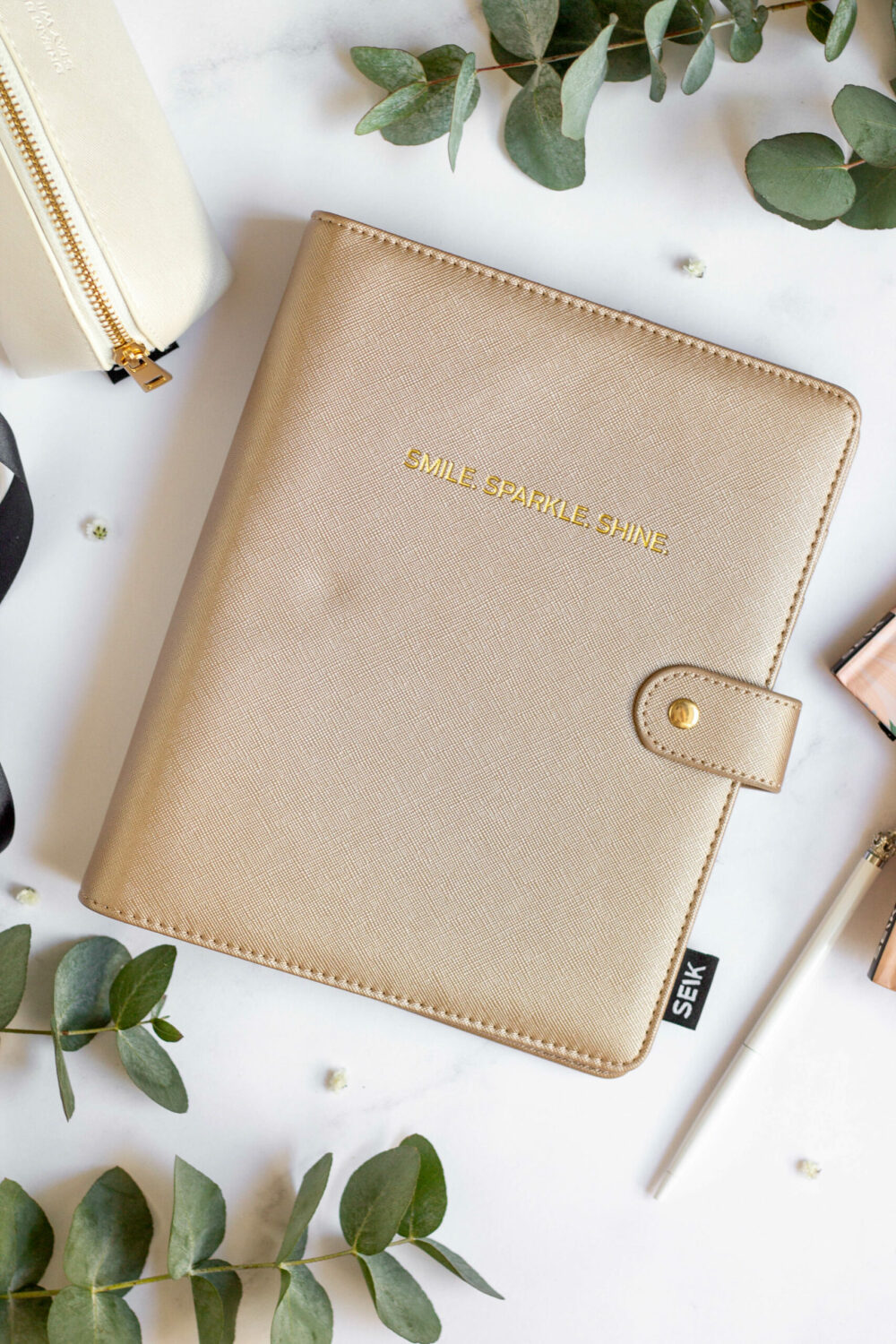 Ring binder from premium faux leather A5 (beige)