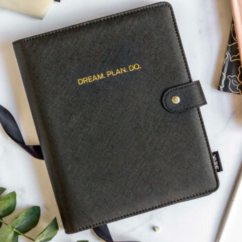 Ring binder bullet journal dotted pages from premium faux leather A5 (black)