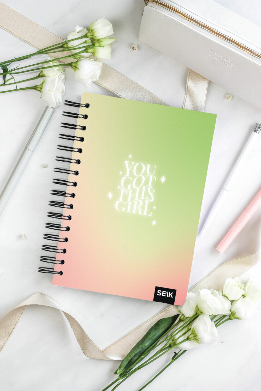 Bullet Journal / Dotted Notebook hard cover spiral binding - You got this girl