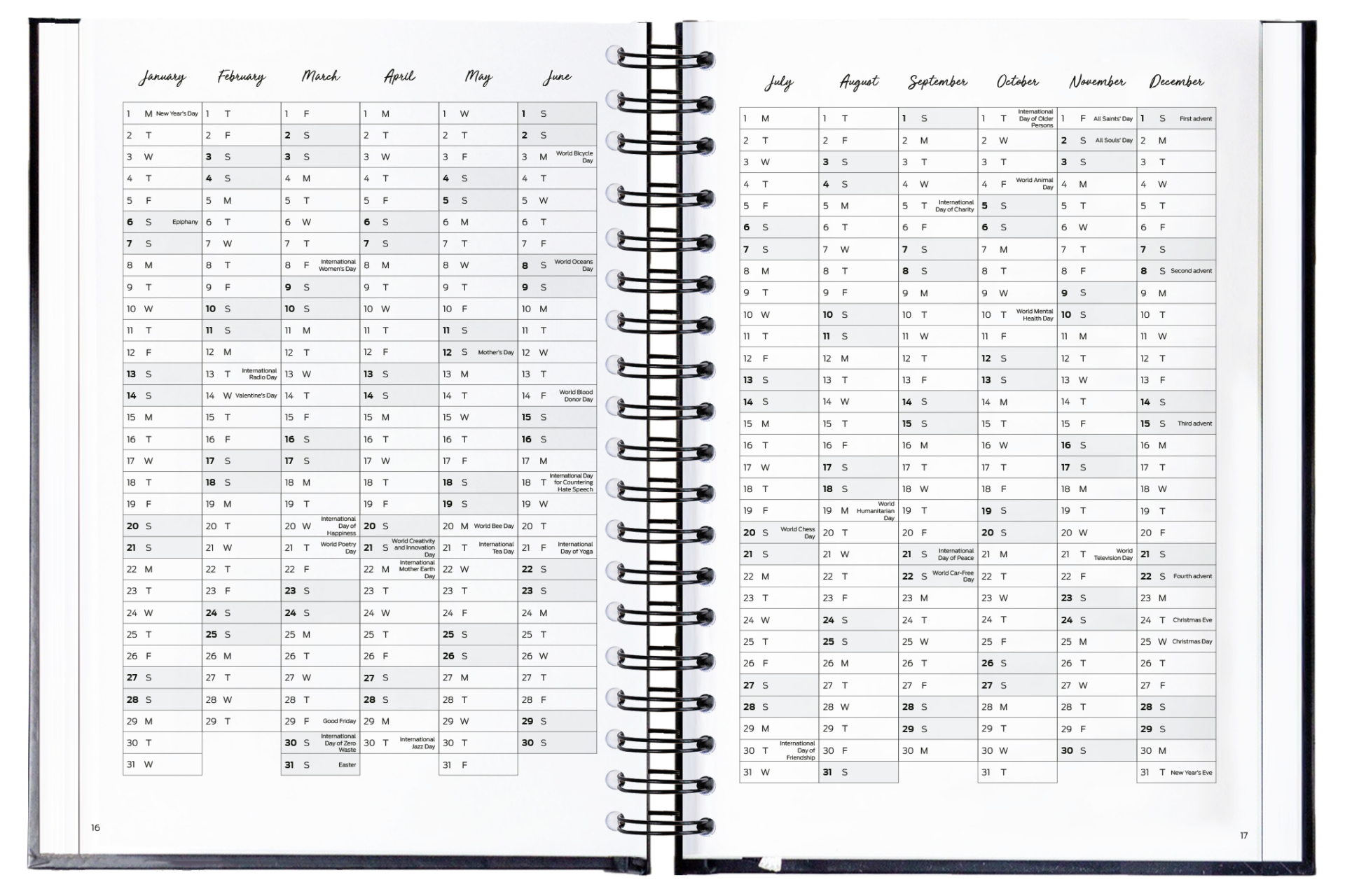 Ring binder from premium faux leather A5 – Happy Calendar planner 2026 (black) - Image 7