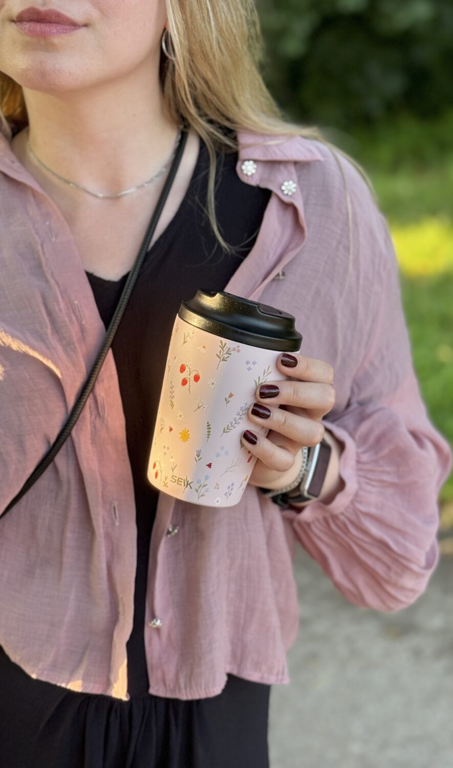 Coffee thermos mug - strawberries (350ml) - Image 4