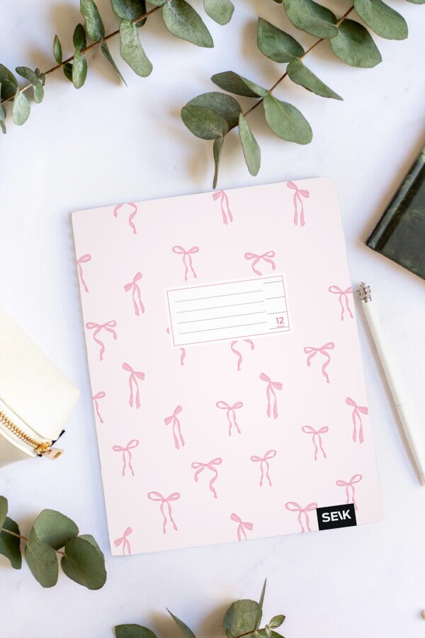 Lined notebook (12 sheets) - pink bows