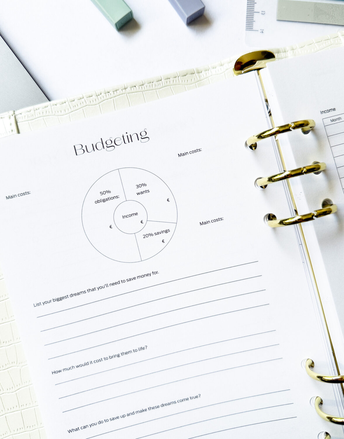 Ring binder from premium faux leather A5 - Happy Calendar planner 2025/26 (beige) - Image 16