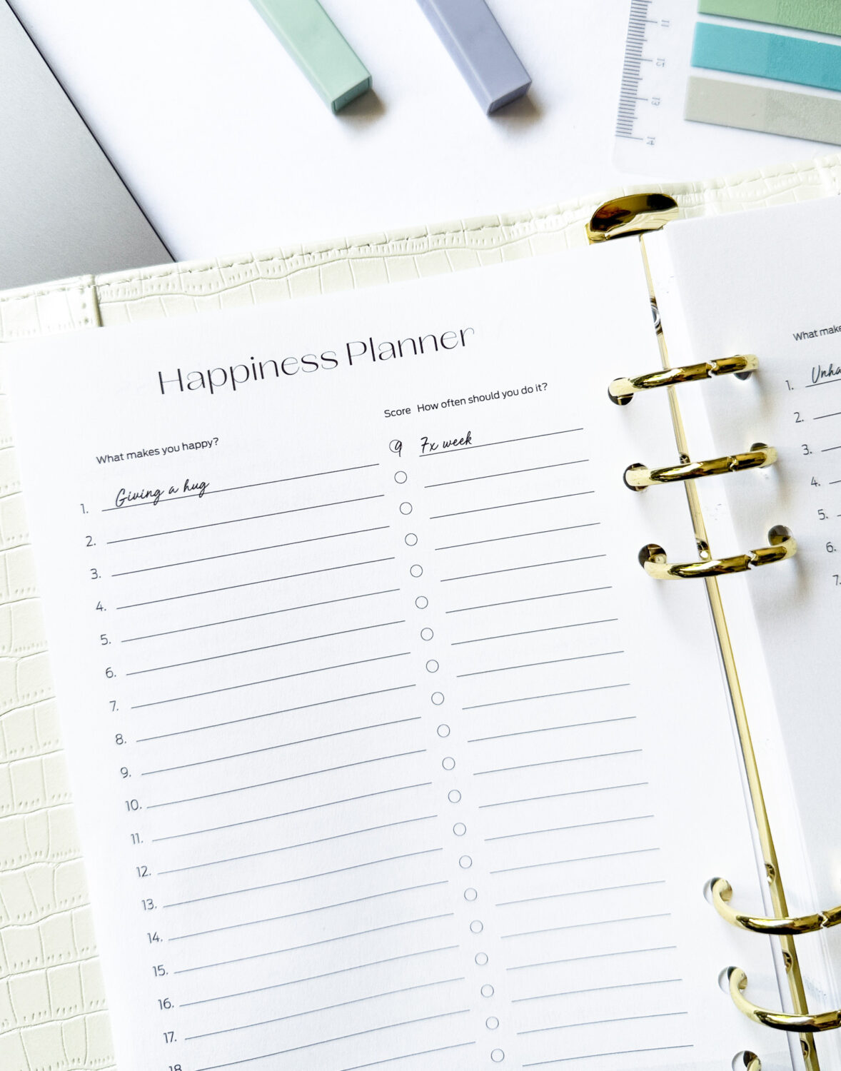 Ring binder from premium faux leather A5 – Happy Calendar planner 2025/26 (white) - Image 23