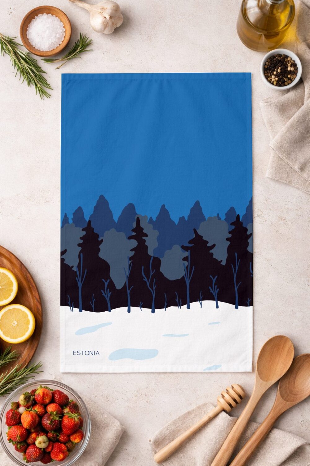 tea towel - blue, black & white - Image 2