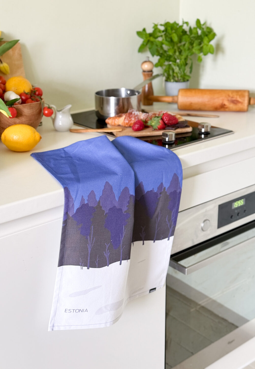 tea towel - blue, black & white - Image 4